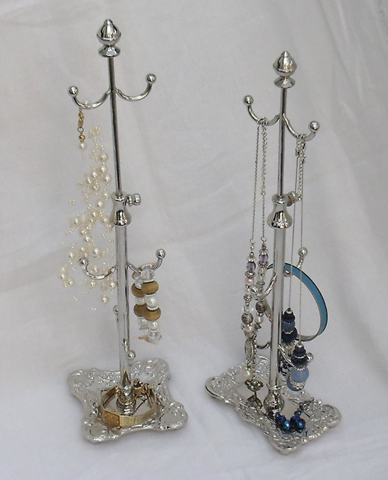 chrome tall jewelry stands